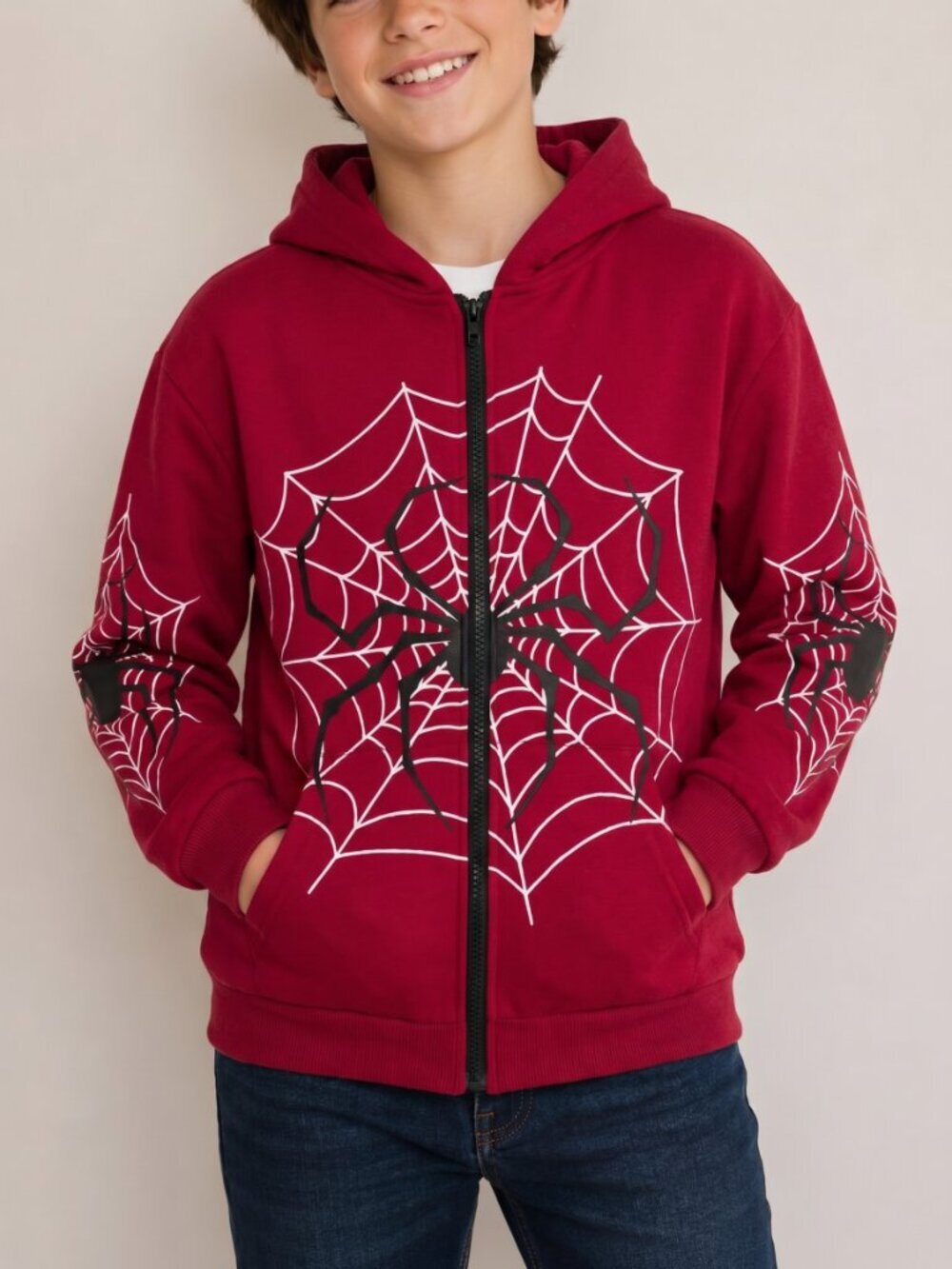 Boys Spiderman Zip Up Hoodie (SMALL)